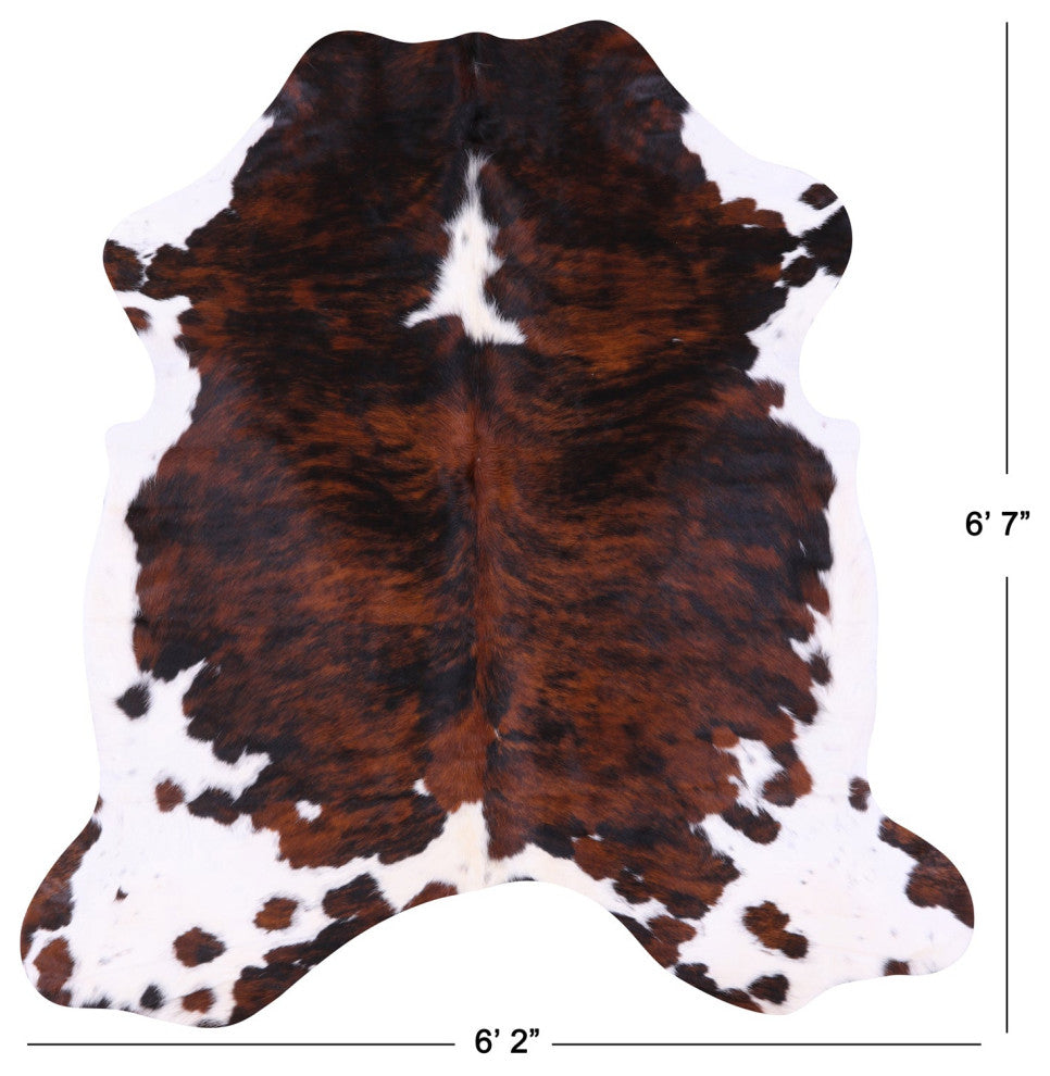 6' 7" X 6' 2" Brindle Natural Cowhide Rug C2314