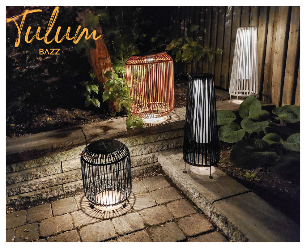 Tulum 11 x 15 in. Solar LED Outdoor Patio Lamp-Black