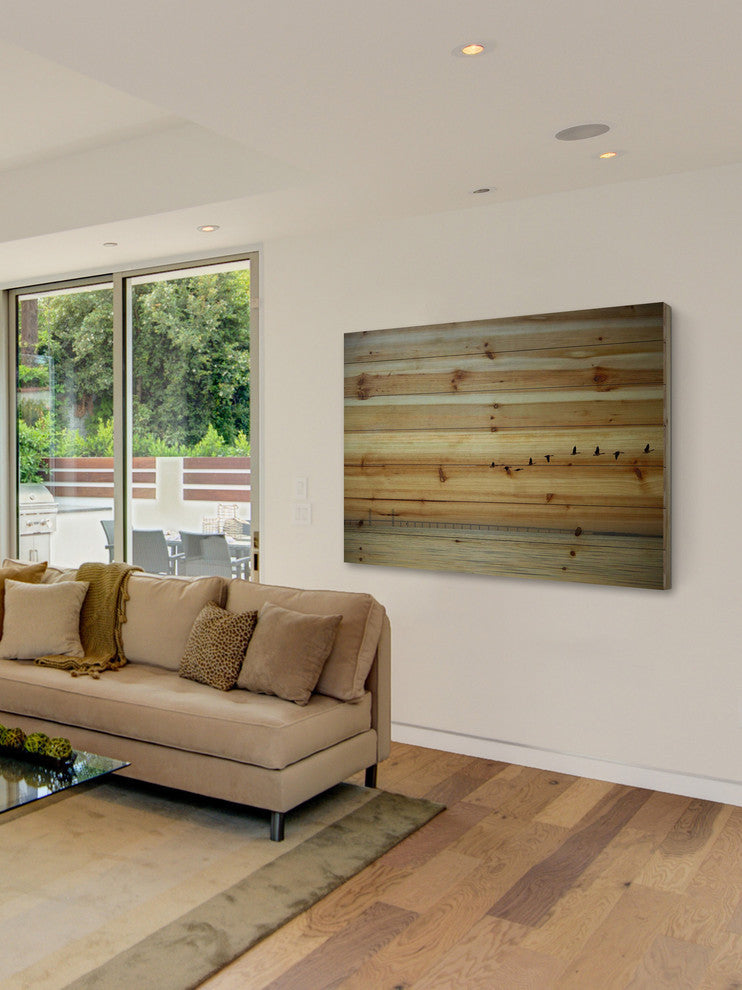 "In Formation" Painting Print on Natural Pine Wood, 36"x24"