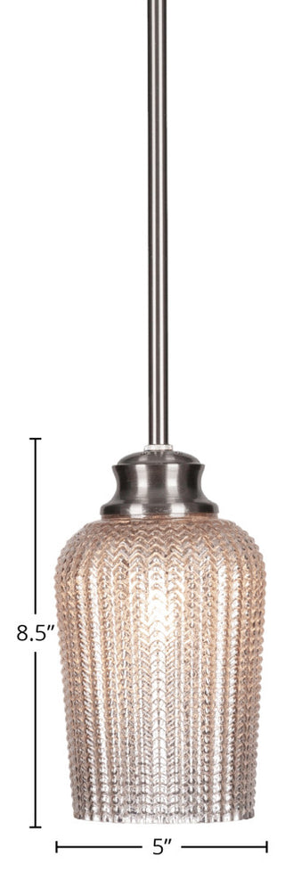 Cordova 1-Light Stem Hung Pendant, Brushed Nickel/Silver Textured