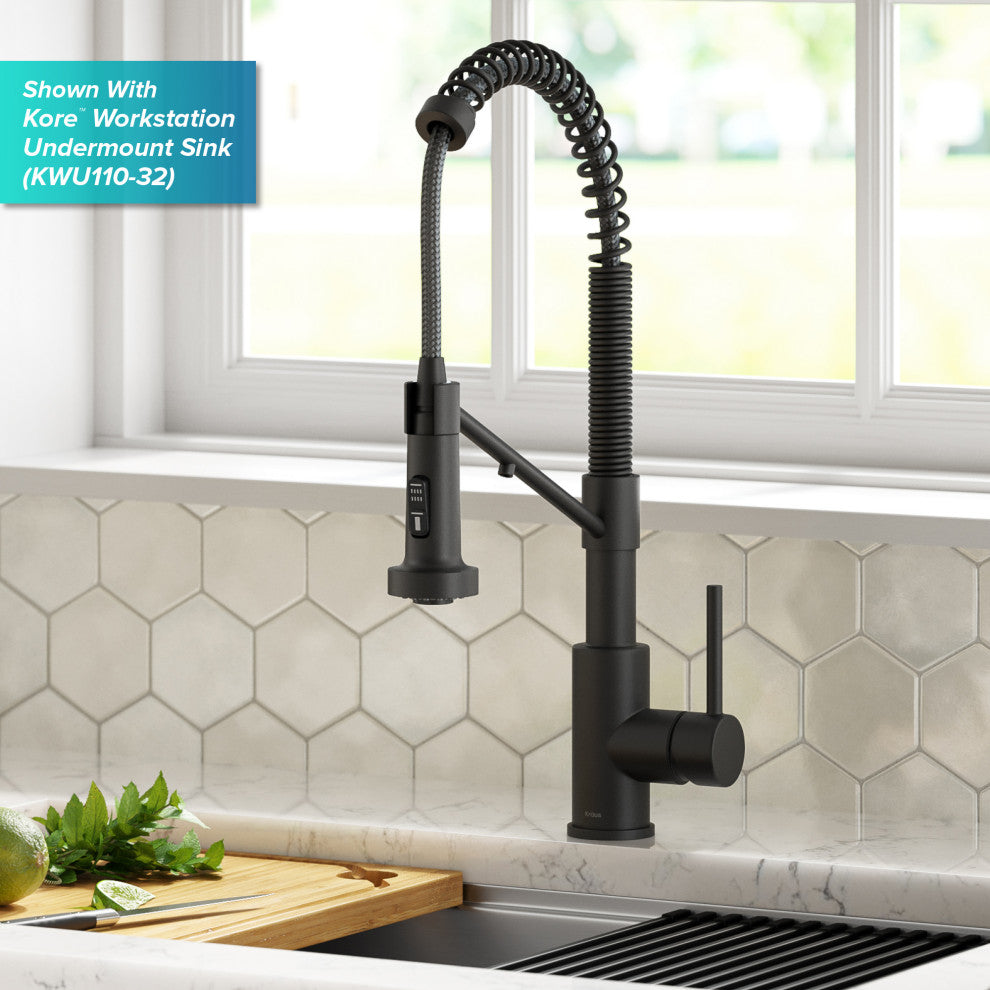 Bolden Commercial Style 2-Function Pull-Down 1-Handle 1-Hole Kitchen Faucet, Matte Black (Filter Kitchen Faucet)