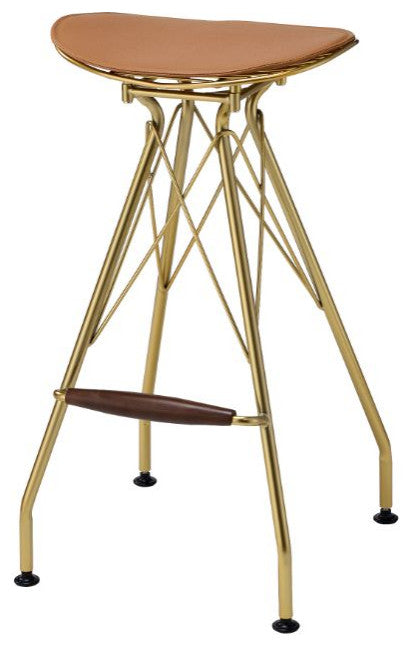 Acme Dragea Bar Stool Set of 2 Whiskey PU and Gold