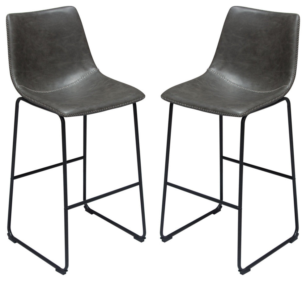 Theo 2 Bar Height Chairs, Weathered Gray