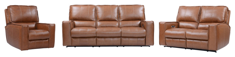 Rockford Power Reclining Sofa Loveseat and Recliner, Verona Saddle