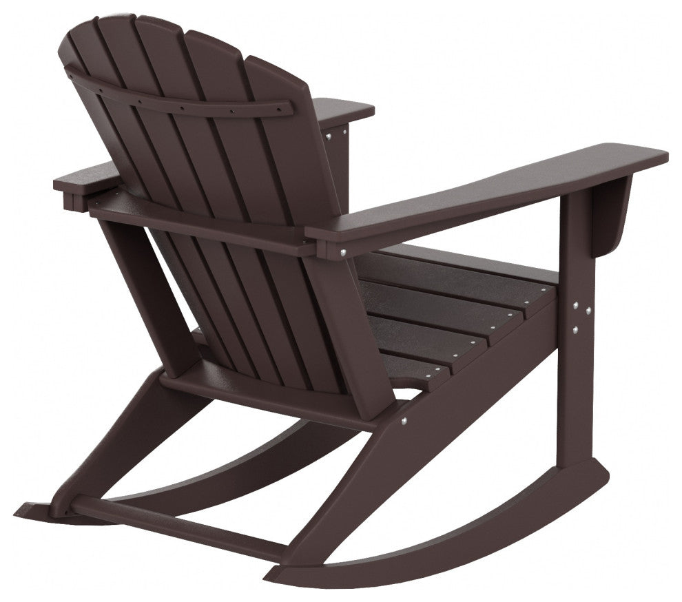 WestinTrends Outdoor Patio Poly Lumber Adirondack Porch Rocking Chair Rocker, Dark Brown