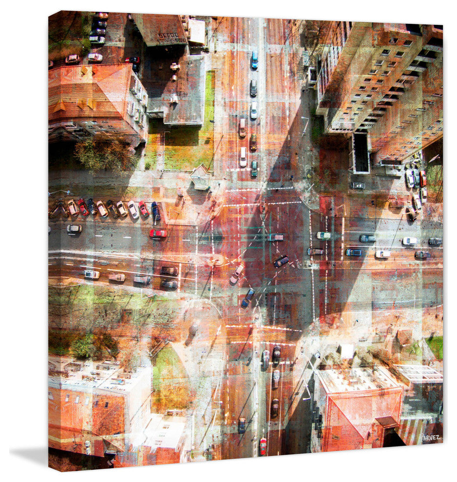 "Busy Intersection" Painting Print on Wrapped Canvas, 32"x32"