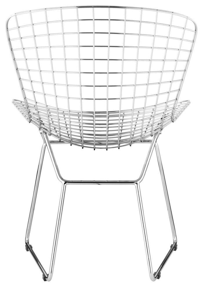 Dining Chair, Set of 2, Steel Metal, Chrome, Mid Century Bar Kitchen Pub Bistro