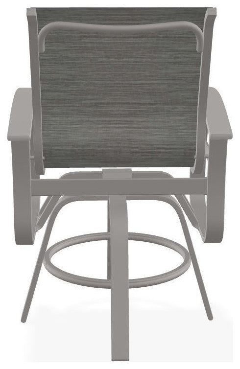 Belle Isle Sling Balcony Height Outdoor Swivel Chair, Sicily/Warm Gray