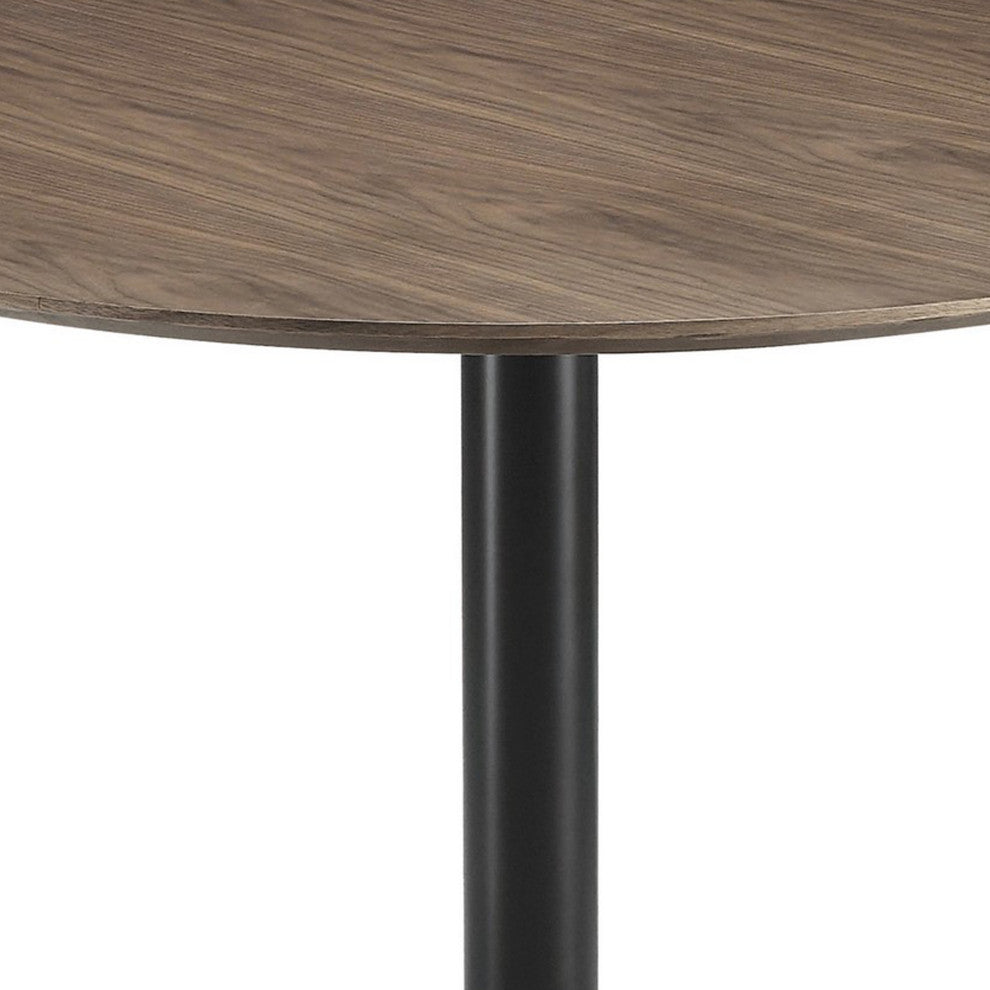 Benzara BM233395 30" Round Wooden Top Modern Dining Table, Black and Brown