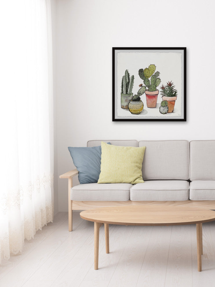 "Cactus Beauties" Framed Painting Print, 12x12