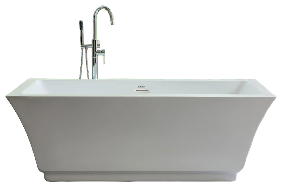 Freestanding Acrylic Bathtub, White/Polished Chrome, L, 67"
