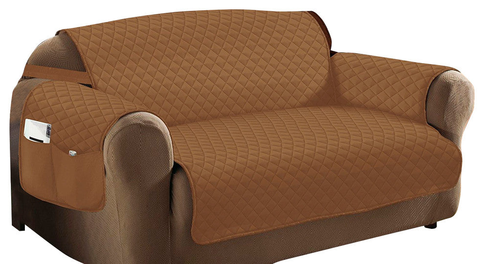 Classic Quilted Furniture Protector Slipcover, Loveseat, Bronze