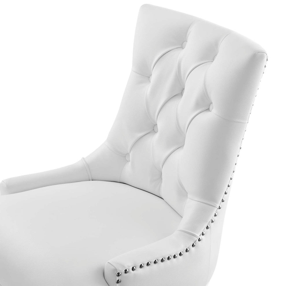 Computer Work Desk Tufted Chair, Faux Vegan Leather, Black White, Home Office