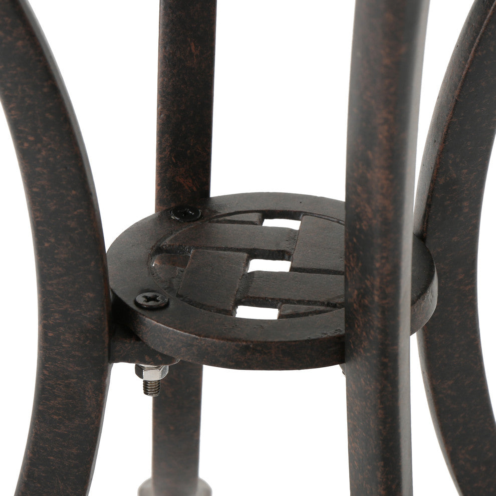 GDF Studio Louis Outdoor 19" Bronze Finished Cast Aluminum Side Table