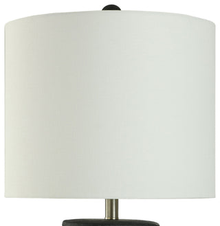 Arlo Cotta Rustic Cement Table Lamp Matte Black Finish Off-White Shade