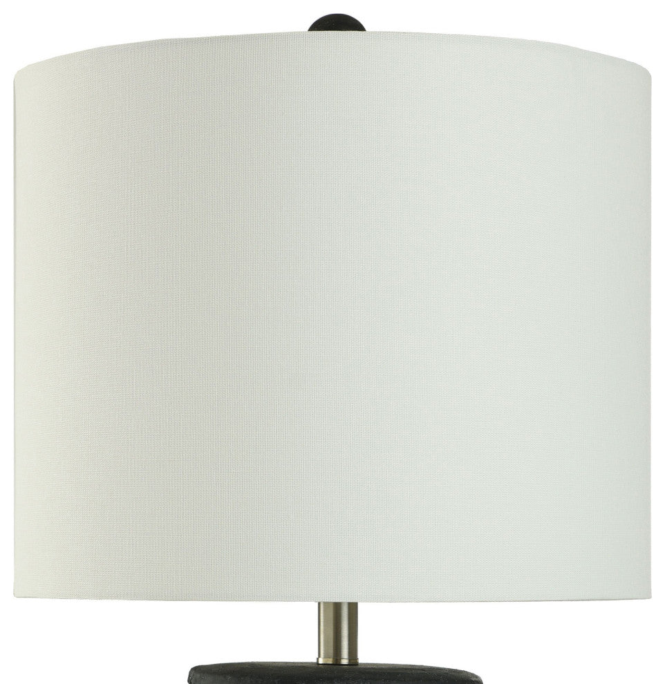 Arlo Cotta Rustic Cement Table Lamp Matte Black Finish Off-White Shade