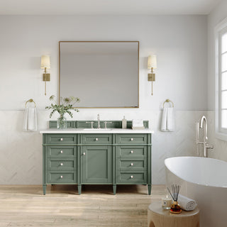 Brittany 72" Double Vanity, Smokey Celadon,  White Zeus Quartz Top