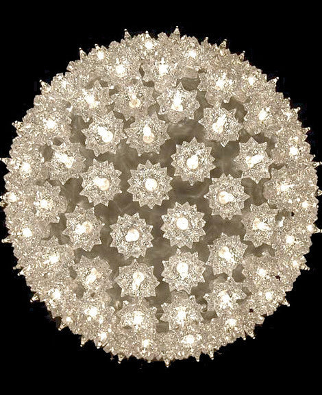 6" Lighted Silver Hanging Starlight Sphere Ball Christmas Decoration, Silver