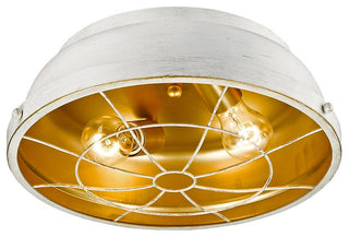 Golden Bartlett Flush Mount, French White, French White Shade