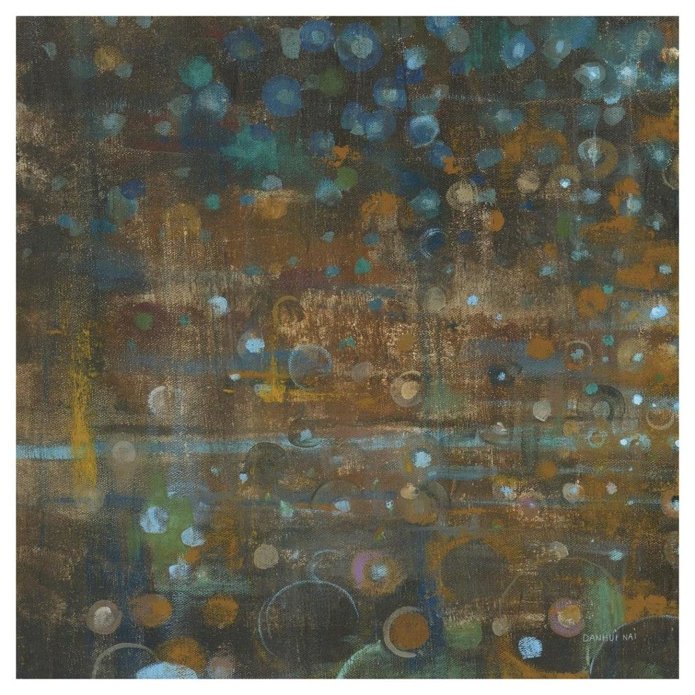 "Blue and Bronze Dots IX" Digital Paper Print by Danhui Nai, 42"x42"