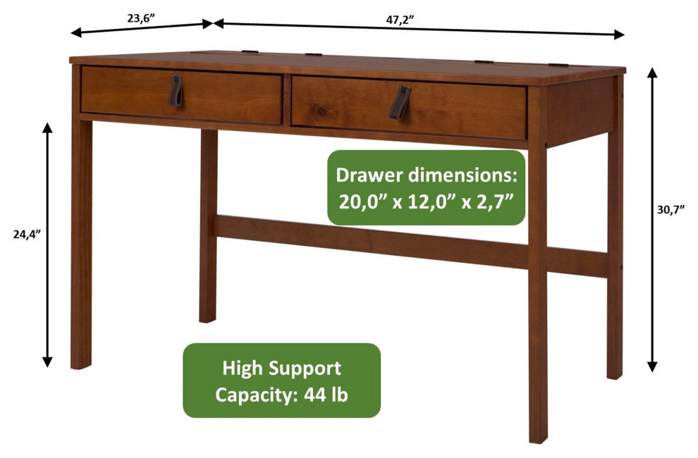 Memomad Bali Home Office Solid Wood Desk with Drawers (Caramel)