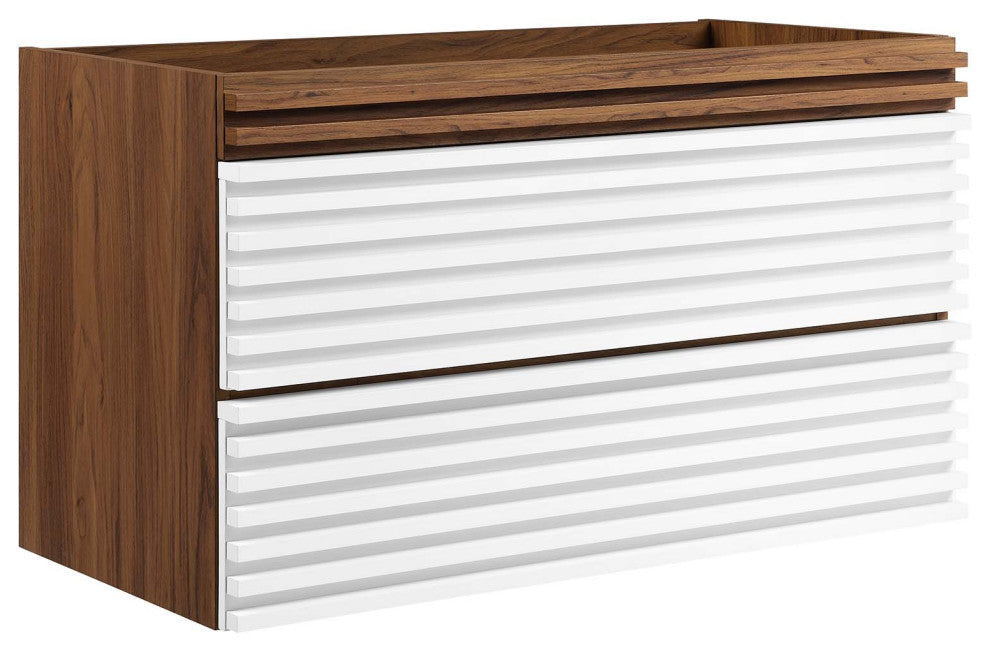 Render 36" Wall-Mount Bathroom Vanity Cabinet, White Walnut
