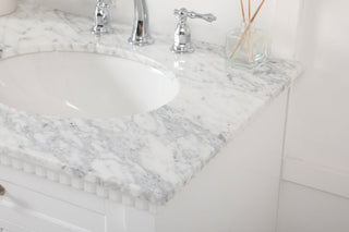 Home Living 21.5" Transitional Black-Light Bathroom Vanity, White, 60