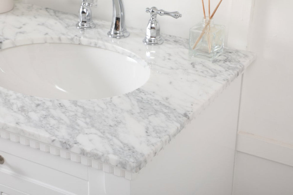 Home Living 21.5" Transitional Black-Light Bathroom Vanity, White, 60