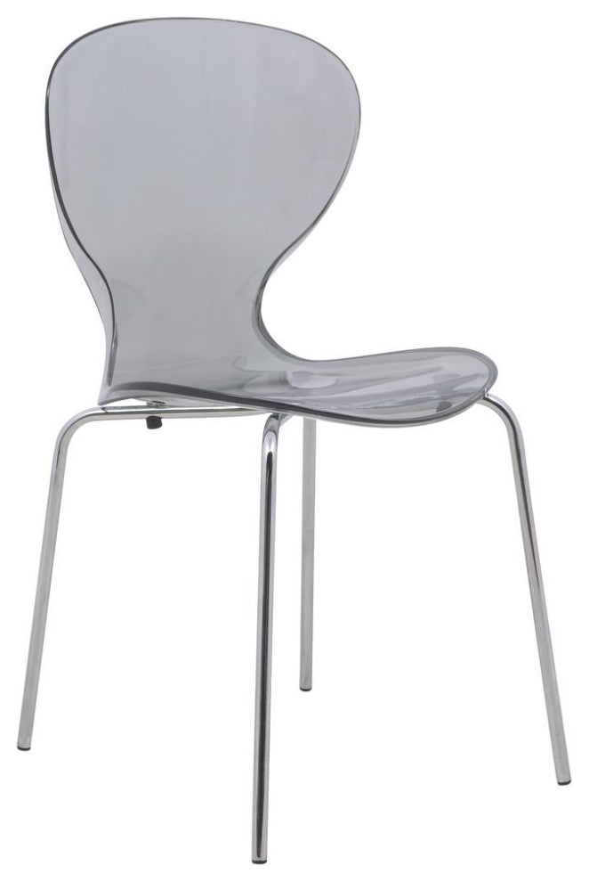 LeisureMod Modern Oyster Transparent Side Chair Transparent Black