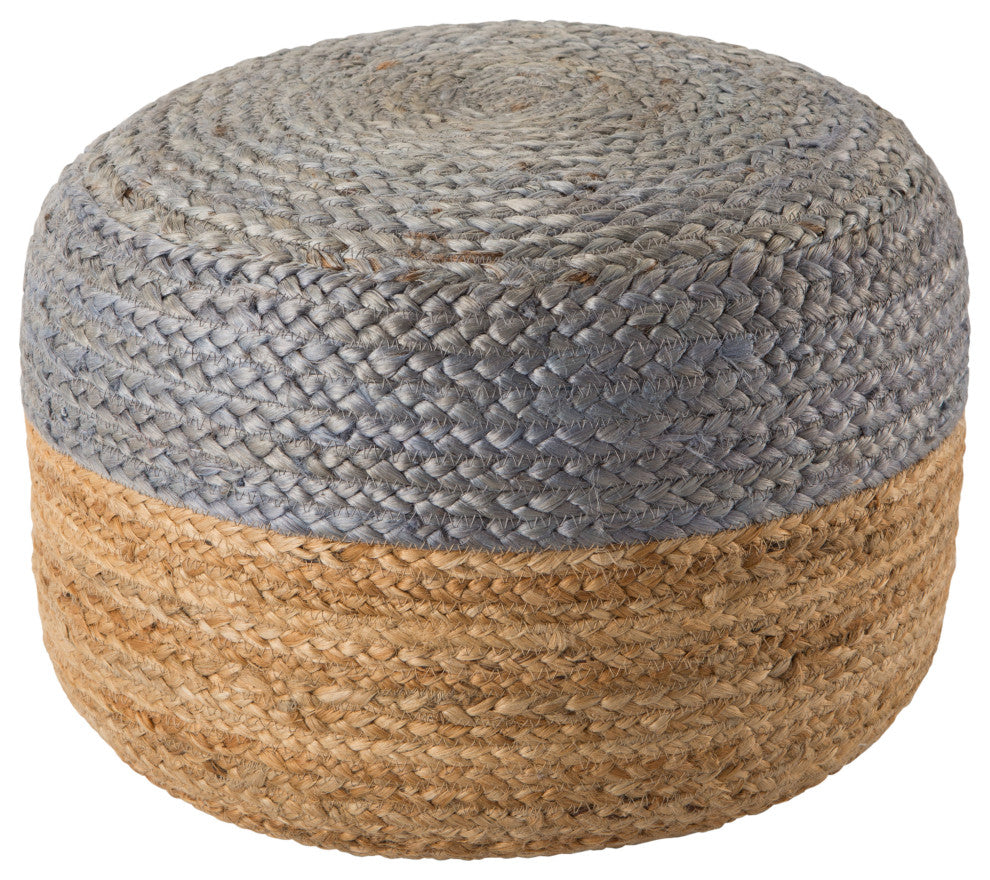 Jaipur Living Oliana Ombre Cylinder Pouf, Light Gray