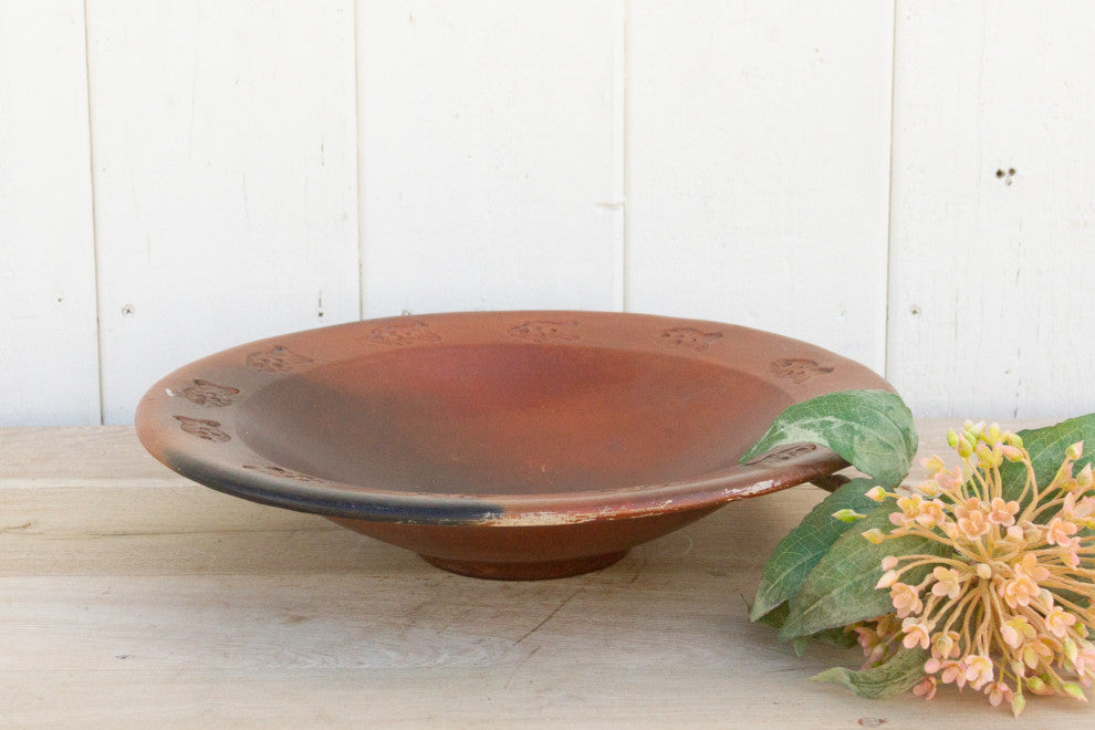 French Fish Engraved Clay Bowl
