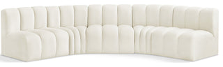 Arc Velvet Upholstered 5-Pc. U-Shaped Modular Sectional, Cream