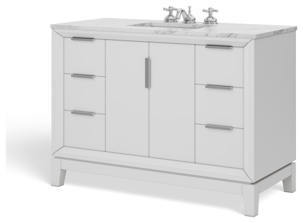 The Ezra Bathroom Vanity, Pure White, 48", Single Sink, Freestanding