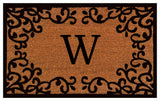 Chateaux Monogram Doormat, 18"x30", Natural, Black, Letter W