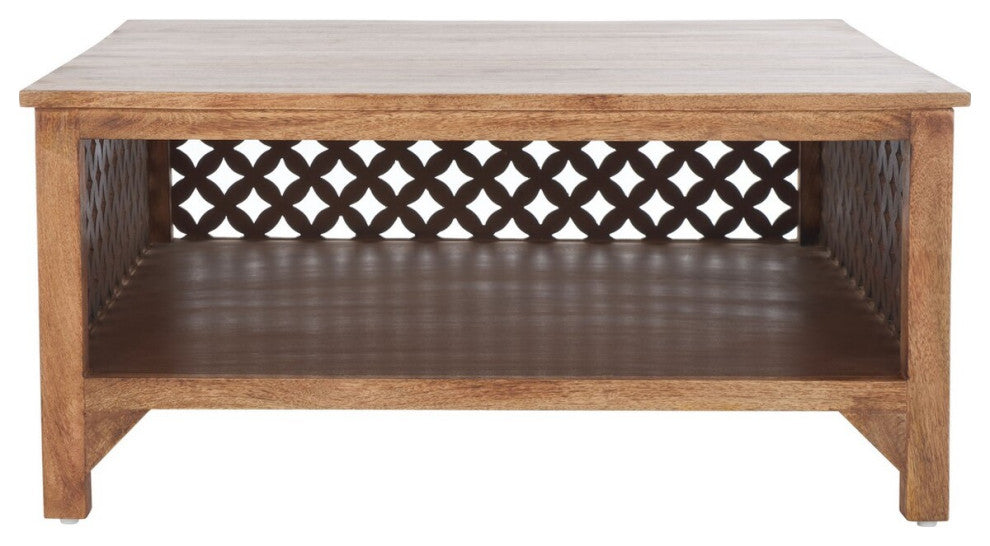 Safavieh Squall Square 1 Shelf Coffee Table, Burnt Natural