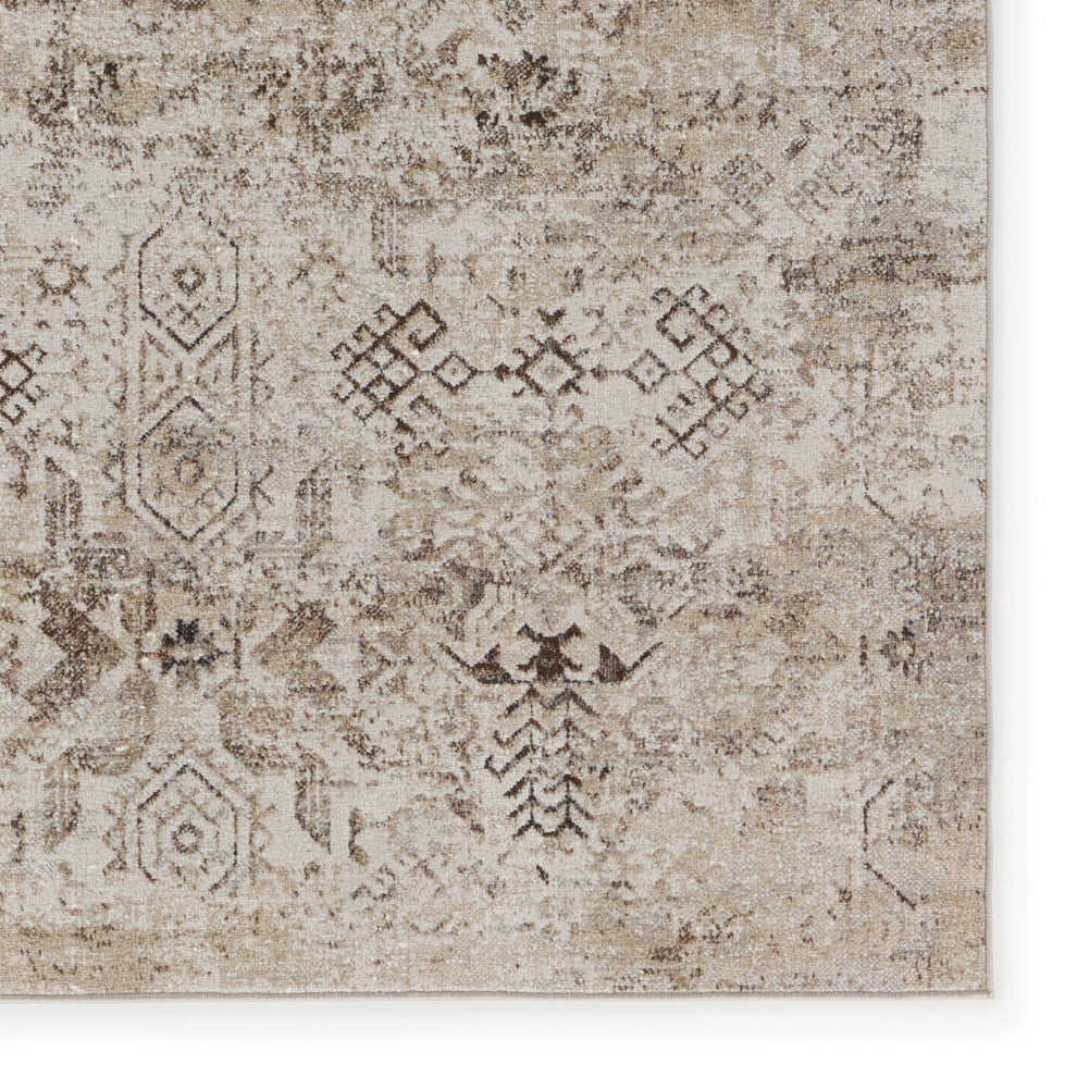 Machine Washable Vibe by Jaipur Living Kati Tribal Brown/ Cream Area Rug, 2'8"x1