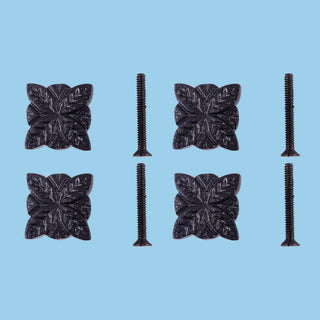 Flower Cabinet Hardware Iron Cabinet Knob Black Pack of 4