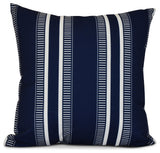 Navy Blue Dashing Stripe, Stripe Print Pillow, 16"x16"