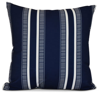 Navy Blue Dashing Stripe, Stripe Print Pillow, 16"x16"