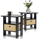 Espresso Petite End Table Bedroom Night Stand, Set of Two