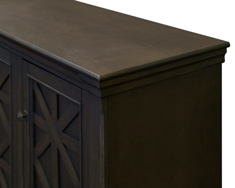 Traditional 70" TV Console Wood Accent Cabinet Fully Assembled Dark Brown