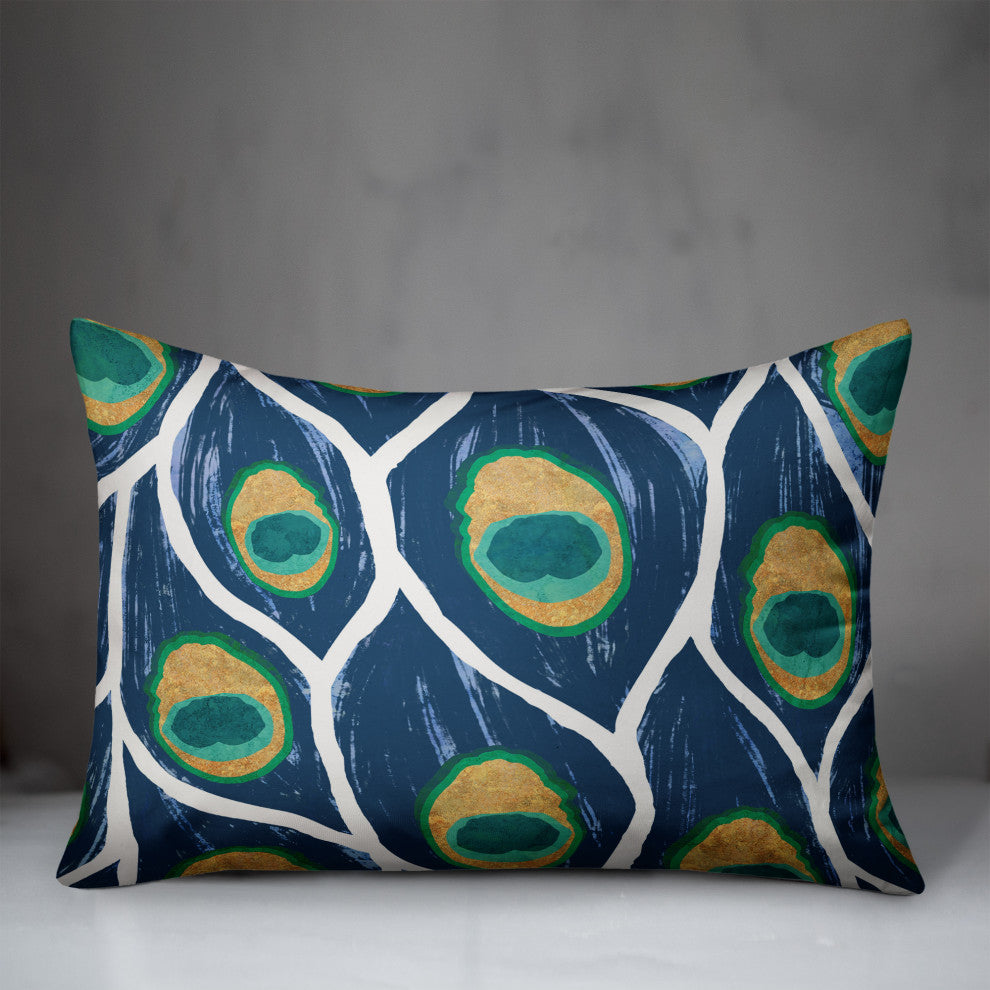 Swoopin Feather Peacock 4 14x20 Spun Poly Pillow
