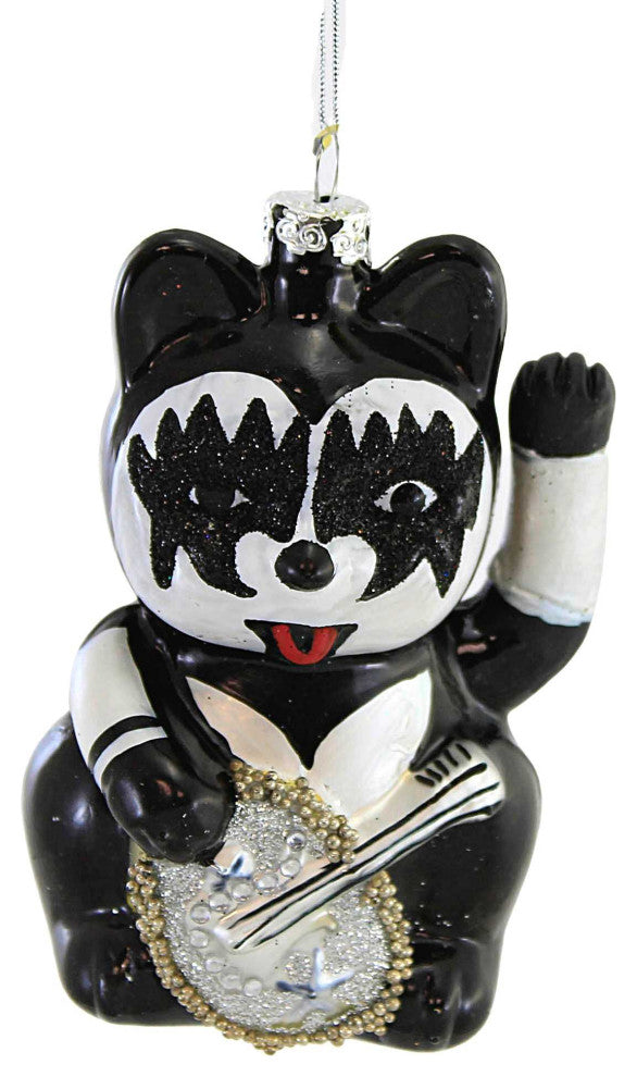 Holiday Rock Star Lucky Cat Ornament Band Waving Tongue Ban Go6604