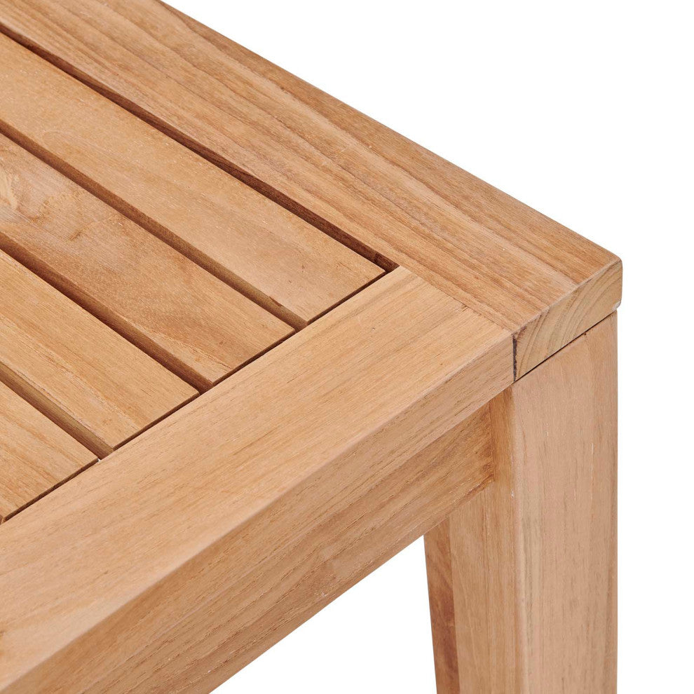 Lounge Dining Table, Rectangular, Wood, Brown Natural, Modern, Outdoor Patio