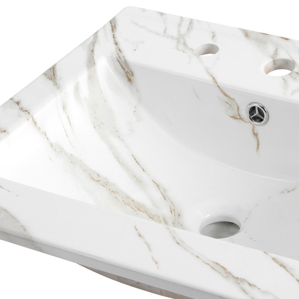 Ancillary 3-Hole Contemporary Rectangular Ceramic Single Sink Basin Vanity Top
