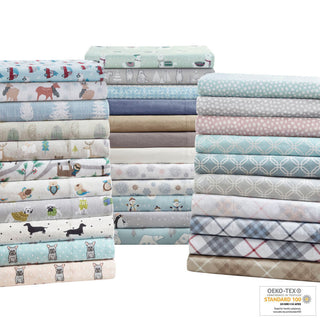 True North by Sleep Philosophy Cozy Flannel Printed Sheet Set, Blue