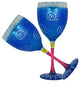 Frosted Curl Turquoise Wine Glasses, Set of 2