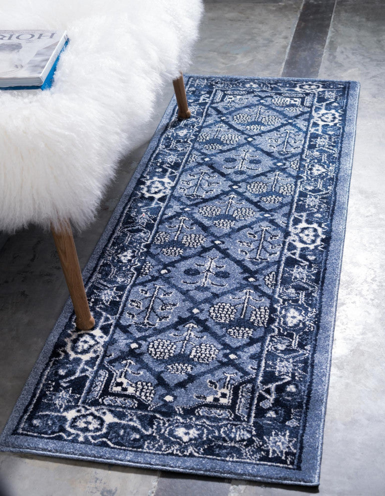 Rug Unique Loom La Jolla Blue Runner 2' 7 x 10' 0