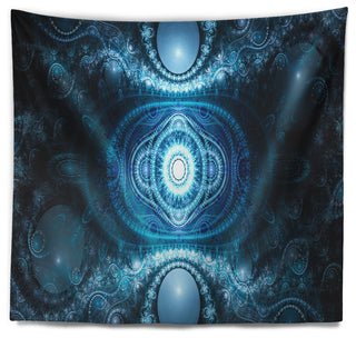 Cabalistic Light Blue Pattern Abstract Wall Tapestry, 60"x50"