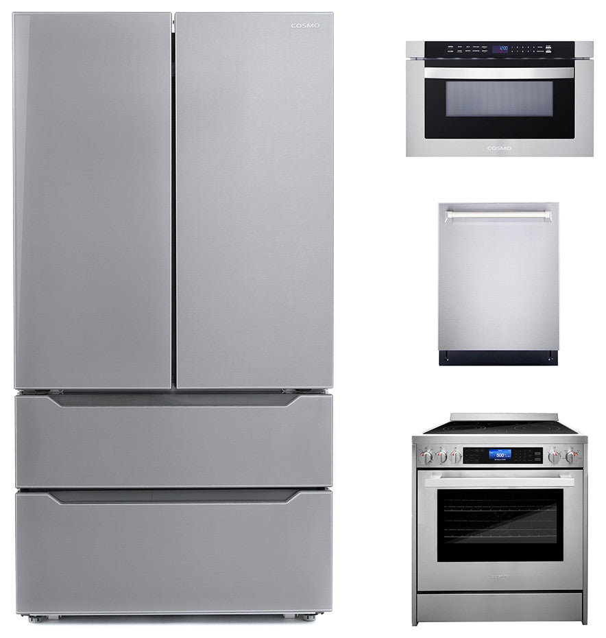 4-Piece Package, Microwave Drawer, Range, Dishwasher and Refrigerator